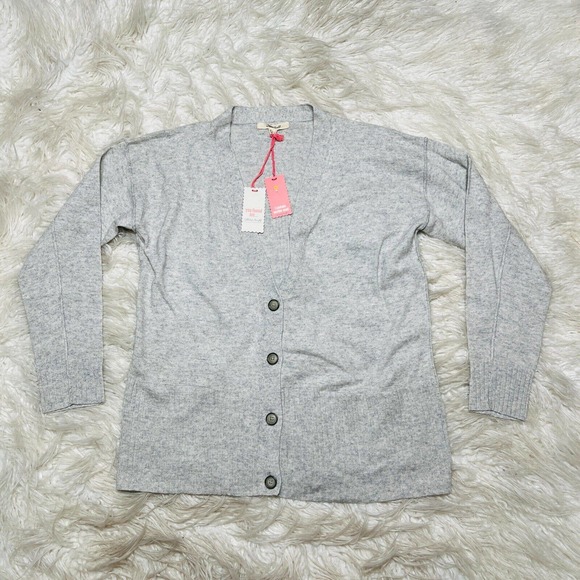 WHITE STUFF LAZY DAYS WOMENS CARDIGAN SILVER GREY SWEATER CASHMERE - Picture 1 of 5